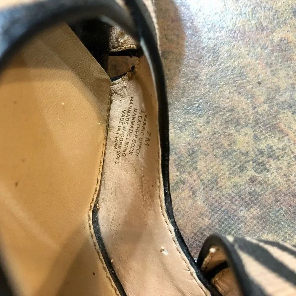 Antonio Melani Zebra Wedges Heels Tan and Black Size 7 M